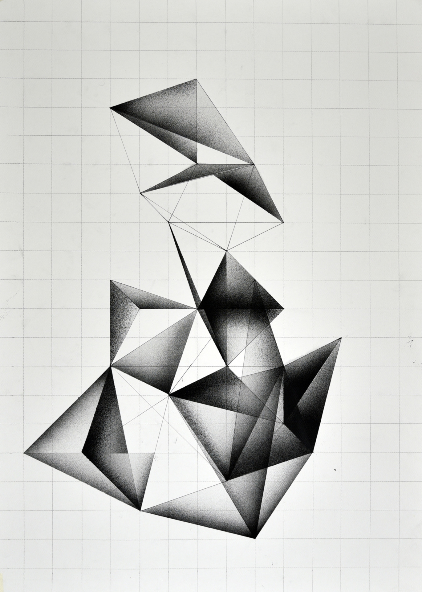 Gyula Sagi geometric abstract art, crystals, black matter, energy